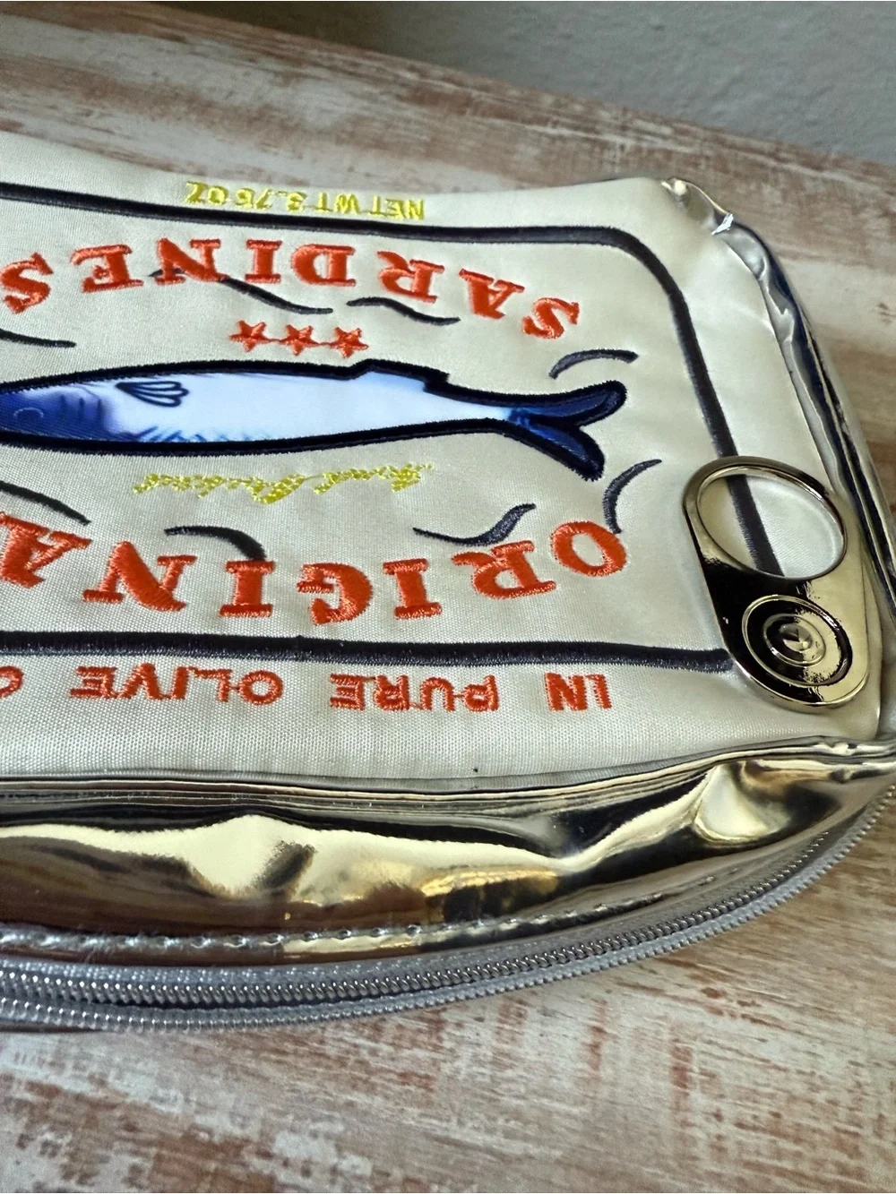 Original Sardines Novelty Pouch - Cream & Blue